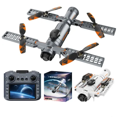 SHRC AE22 Aerospace Interstellar Spacecraft WiFi FPV with 4.3inch LCD Screen Controller HD Dual Camera Servo Gimbal 360 Obstacle Avoidance One-Key Spray LED Brushless Foldable RC Drone Quadcopter RTF