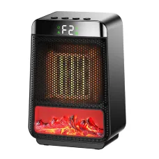 1500W 3D Dynamic Flame Heater PTC Rapid Heating Heater 2 Gear Hot Wind Ambient Light 4 Gears Timing Function for Home Office
