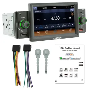1 Din 5 Inch Car Mp5 Player Car Card Radio bluetooth Reverse Amplifier Wireless Carplay Car Stereo Car Audio DVD Player
