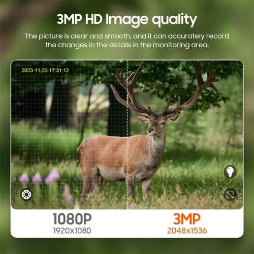 3MP Solar Powered Cameras WIFI Wireless Outdoors 360 View Animal Monitoring Camouflage PTZ Security Camera