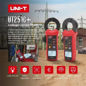 UNI-T UT251C+ Leakage Current Clamp Meter True RMS Bluetooth AC Current Tester 3000 Counts Harmonic Measurement Portable Auto Off