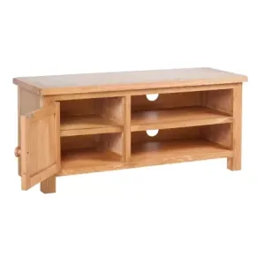 Solid Oak Wood TV Cabinet With Two Convenient Cable Outlets Brown 40.6"x14.2"x18.1