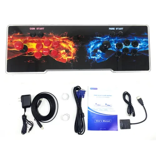 Pandorra Box 3D Retro Game Console Arcade Video Game Machine Built-in 7000 Games 8-button Dual Player Gamer Console with Joystick for Kids Fun EU Plug