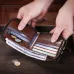 BULLCAPTAIN Genuine Leather Bifold Men Zipper Wallet RFID Blocking Mutil Card Holder Coin Purse Small Cash Clip