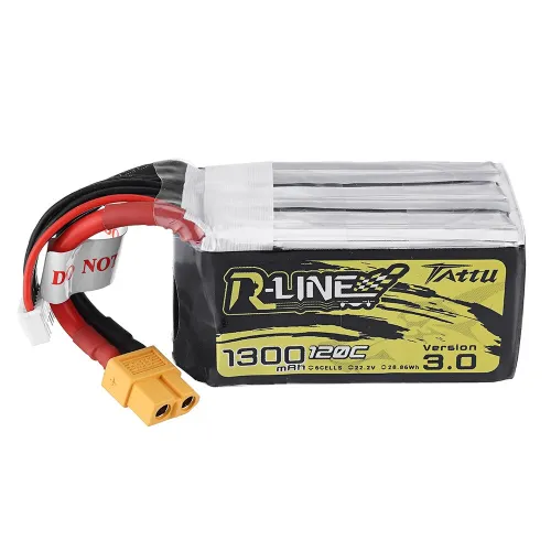 TATTU R-LINE V3.0 6S 22.2V 1300mAh 120C 6S1P LiPo Battery XT60 Plug for Mark5 HD iFlight Nazgul5 V3 Geprc Cinelog35 V2 RC Drone FPV Racing