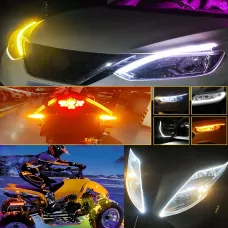 2pcs 12V 60cm Car LED thin Light Bar Dual-Color DRL Flowing Turn Signal Light Strips LED Car Daytime Running Light Flexible Headlights Brake Strip Lights Turn Signal
