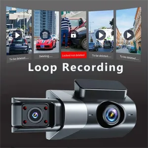 3 inch IPS Screen 3-Channel Driving Recorder 1080P HD 360 Rotation Dash Cam Without / With WiFi Loop Recording