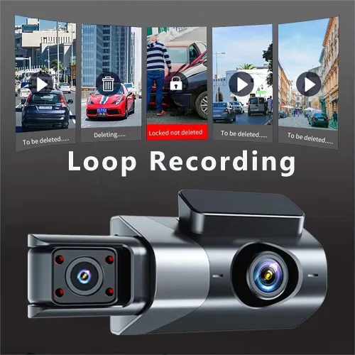 3 inch IPS Screen 3-Channel Driving Recorder 1080P HD 360 Rotation Dash Cam Without / With WiFi Loop Recording