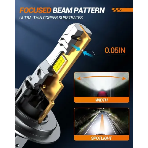 SEALIGHT S2S-H7 Pair Car Front LED Headlight Car Headlamp Hi/Low Beam Super Brightness Light Bulb 6500K Cool White