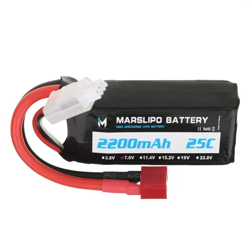 MARSLIPO 7.6V 2200mAh 25C 2S Lipo Battery T Plug with XT60 Adapter for RC Model Toys