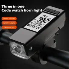 3 in 1 450Lm Brightness Wireless Bike Headlight 2000mAh Battery Type-3 Light Modes Smart Speedometer with 120db Horn for Night Cycling