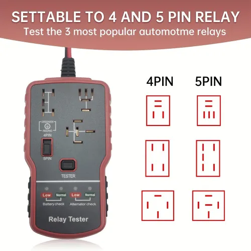 12V LED Car Battery & Relay Tester Quick Diagnostic Tool for Automotive Electrical Problems Supports 4/ 5 Pin Relays