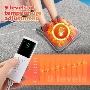 Electric Foot Heating Pad Washable Feet Warmer Heater Household Soft Plush Heat Blanket Foot Heat Mat Home Office Bedroom 9 Temperature Settings And 4 Time Settings