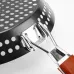 IPRee BBQ Grill Basket Round Perforated Grilling Pan with Folding Handle for Camping Picnic BBQ Folding Outdoor Barbecue and Baking
