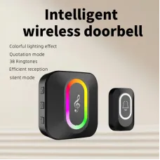 Intelligent Wireless Music Doorbell 50-100 Meters Range 38 Rings LED Lighting Silent Mode Adjustable Volume Call Alarm Waterproof Smart Home Door Bell