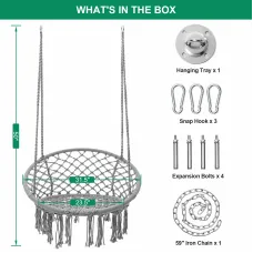 Garpans Hammock Chair Patio Hanging Swing Chair Max 330 Lbs With Mounting Hardware For Indoor and Outdoor Patio Garden