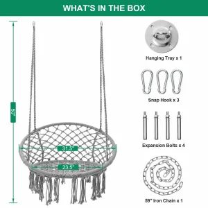 Garpans Hammock Chair Patio Hanging Swing Chair Max 330 Lbs With Mounting Hardware For Indoor and Outdoor Patio Garden