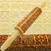35x4.5cm Wooden Embossed Rolling Pin Biscuit Roller Christmas Baking Biscuit Cake Wooden for Pasta Cookie Dough Pastries Bakery Items Pizza