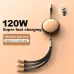 5A 120W USB-A/Type-C to iP/Type-C/Micro USB Cable Fast Charging Data Transmission Copper Core Line 1.2M Long for iPhone 17 17Pro 16 15 14 Pro Max for Huawei Pura 80 Ultra for XIAOMI for SAMSUNG