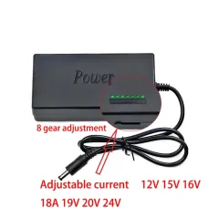 Universal Power Adapter Charger 96W 12V-24V 4A with EU/US Plug and Multiple Pins Adjustable Voltage Portable Laptop Charger