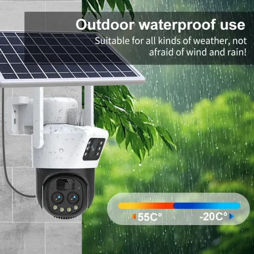 Guudgo 10x Optical Zoom Solar Security Camera Outdoor Dual-lens Wireless PTZ Full Color Night Vision Two-Way Talk Human Detection Waterproof Surveillance Camera