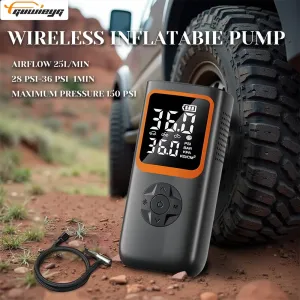 Wireless Dual Digital Display Car Tire Inflator with Auto Shutoff Charging Lighting Car and Motorcycle Air Pump