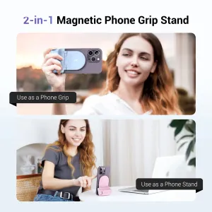 JJC Snapgrip Magnetic Phone Grip Stand with bluetooth Remote 17 Heavy-Duty Magnets 5.1lbs MagSafes Tripod Mount 180Rotation for iPhone 16 15 14 Vlog Selfie Video