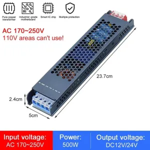 12V 24V LED Power Supply 500W Super Thin AC/DC Transformer LED Driver Converter for LED Strip Lighting