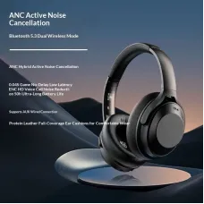Fingertime A06 ANC Headset Wireless bluetooth Headphone -35dB Active Noise Cancelling 40mm Driver HiFi Stereo 50H Playback Low Game Delay AUX Playback Sports Headphones