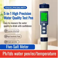 5-In-1 Salinity Meter PH/TDS Water Tests TIF/EC/Temperature Multifunctional Water Quality Tests TIF with LCD Display