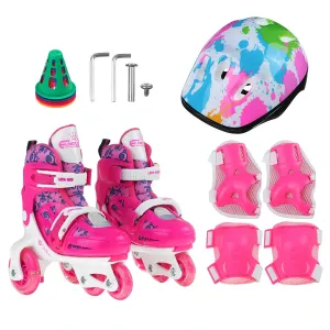 Kids Roller Skates Adjustable Double Brakes Luminous Wheels Free Skating Sneakers for Beginners