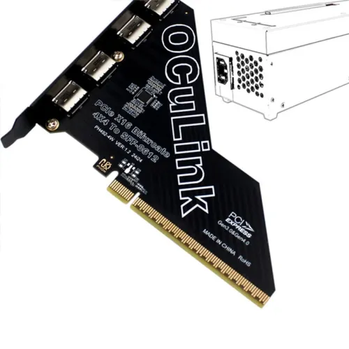 PH492-4W PCIe4 0 X16 to Oculink SFF-8612 Extension Card 4 Port Bifurcation Support for U.2 SSD External GPU High Bandwidth 64Gbps PCIe Gen4 Expansion Card