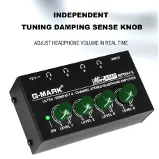 G-MARK EPMH4 HA400 Headphone Amplifier 4 Channels Metal Stereo Audio Mini Earphone Splitter Monitor Amp