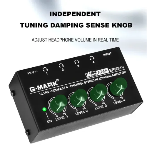 G-MARK EPMH4 HA400 Headphone Amplifier 4 Channels Metal Stereo Audio Mini Earphone Splitter Monitor Amp