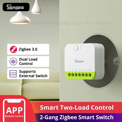 SONOFF MINI-ZB2GS MINI DUO 2-Gang Zigbe Smart Switch Dual Load Control Zigbee3.0 Compatibility Signal with Multiple Zigbe Hub