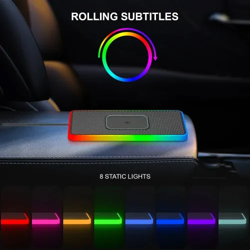 Car Wireless Charger with Atmosphere Lighting Wireless Phone Charger Fast Charging Station for 15 14 13 Pro Max