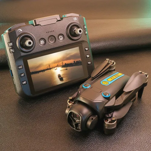 XKJ K21 MAX WiFi FPV with LCD Screen Controller HD Dual Camera Servo Gimbal Optical Flow Positioning Gradient Flowing Light Brushless Foldable RC Drone Quadcopter RTF