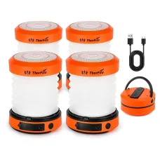 2PCS/4PCTHORFIRCollapsible LECamping Lantern Rechargeable, Portable Hand Crank Lantern Flashlight with 4 Light Modes for Power Outage, Hiking, Emergency, Fishing