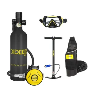 DIDEEP X4000Pro 1L Scuba Diving Tank Snorkel Equipment Leisure Outdoor Swimming Spare Oxygen Portable Capacity Use 10-20 Minute with Diving Goggles Strap Bag Pump