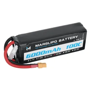 MARSLIPO 14.8V 6000mAh 100C 4S Lipo Battery XT60 Plug for RC Drones