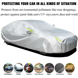 190T Car Cover Indoor Outdoor Snow Sun UV Snow Dust Resistant Protection Universal