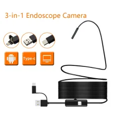 7mm Smartphone Endoscope Camera 3 IN1 Micro USB Type C Borescope Camera Waterproof LED Car Inspection For HUAWEI XIAOMI PC Soft Cable
