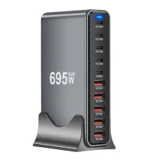 [GaN Tech] Bakeey YMX-695W 695W 10-Port USB PD Charger 5USB-A+5USB-C PD QC Fast Charging Desktop Charging Station EU Plug US Plug for iPhone 16 16 Pro 15 14 13 12 for Huawei Pura X for Xiaomi 15pro for Samusng Galaxy S25 Ultra