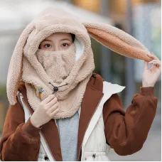 Cycling Caps Masks Rabbit Ear Helmet Winter Warm Ski Cover Comfortable Soft Fleece Skiing Head Warmer Cartoon Cute Decorative Hat