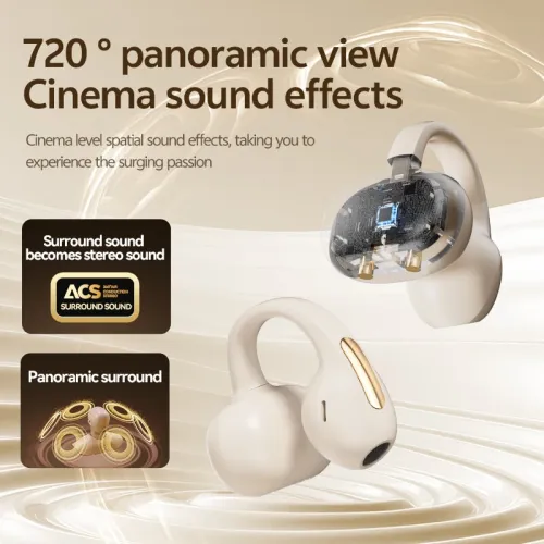 M136 TWS Earclips Earbuds bluetooth 5.4 Earphone 720 Panoramic Surround Sound Bass Directional Sound Transmission Speech Noise Cancelling 24H Playback Open-ear Headphones