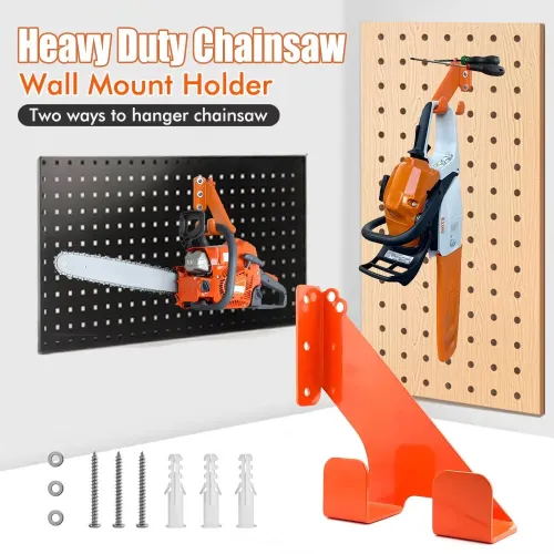 Heavy Duty Chainsaw Wall Mount Holder Galvanized Steel Chainsaw Storage Rack with Hooks Scratch Resistant Coating for 009 360 Chainsaw Accessories Garage Tool Organization