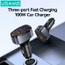 USAMS CC257 C42 100W 3-Port USB PD Car Charger Adapter USB-A+USB-C+iP Support PD QC AFC SCP FCP PPS Fast Charging with Red LED for iPhone 16 16 Pro 15 14 13 Pro Max for Huawei Mate XT for Xiaomi MIX Fold4 for Samsung Galaxy Z Flip6
