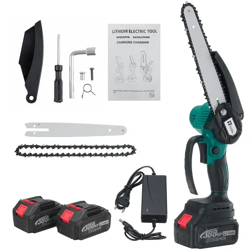 Wolike 388VF 8 Inch Cordless Electric Chain Saw One-Hand Wood Cutter Pruning Saws Garden Power Tools