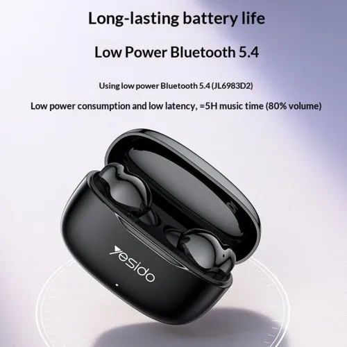 Yesido TWS38 TWS Earbuds Wireless bluetooth 5.4 Earphone 13mm Driver Unit Stereo Sound Built-in HD MicrophoneIn-ear Sports Headphones