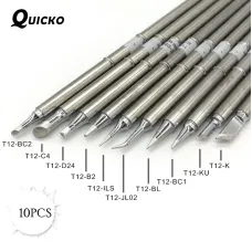 QUICKO T12 Series 10 Piece Soldering Iron Tip Set for 942 Soldering Station High Quality Rapid Heating Precision Tips